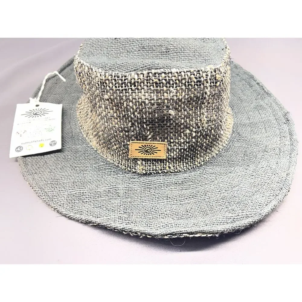 Sunny Life Handmade Hemp Sun Hat Wide Brim UV40 Packable Eco Size L NWT